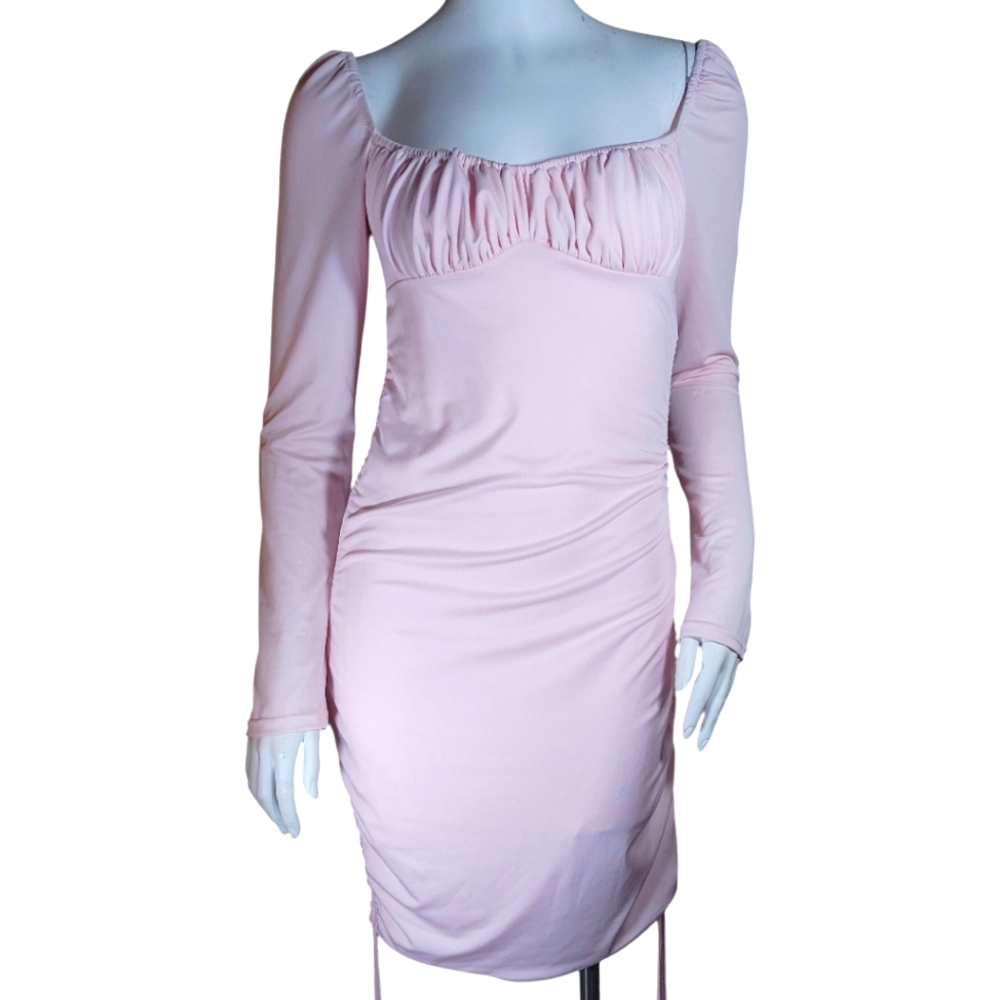 ʕ·ᴥ·ʔ Effordram Casual Midi Dress Ruched Bust Drawstring Large